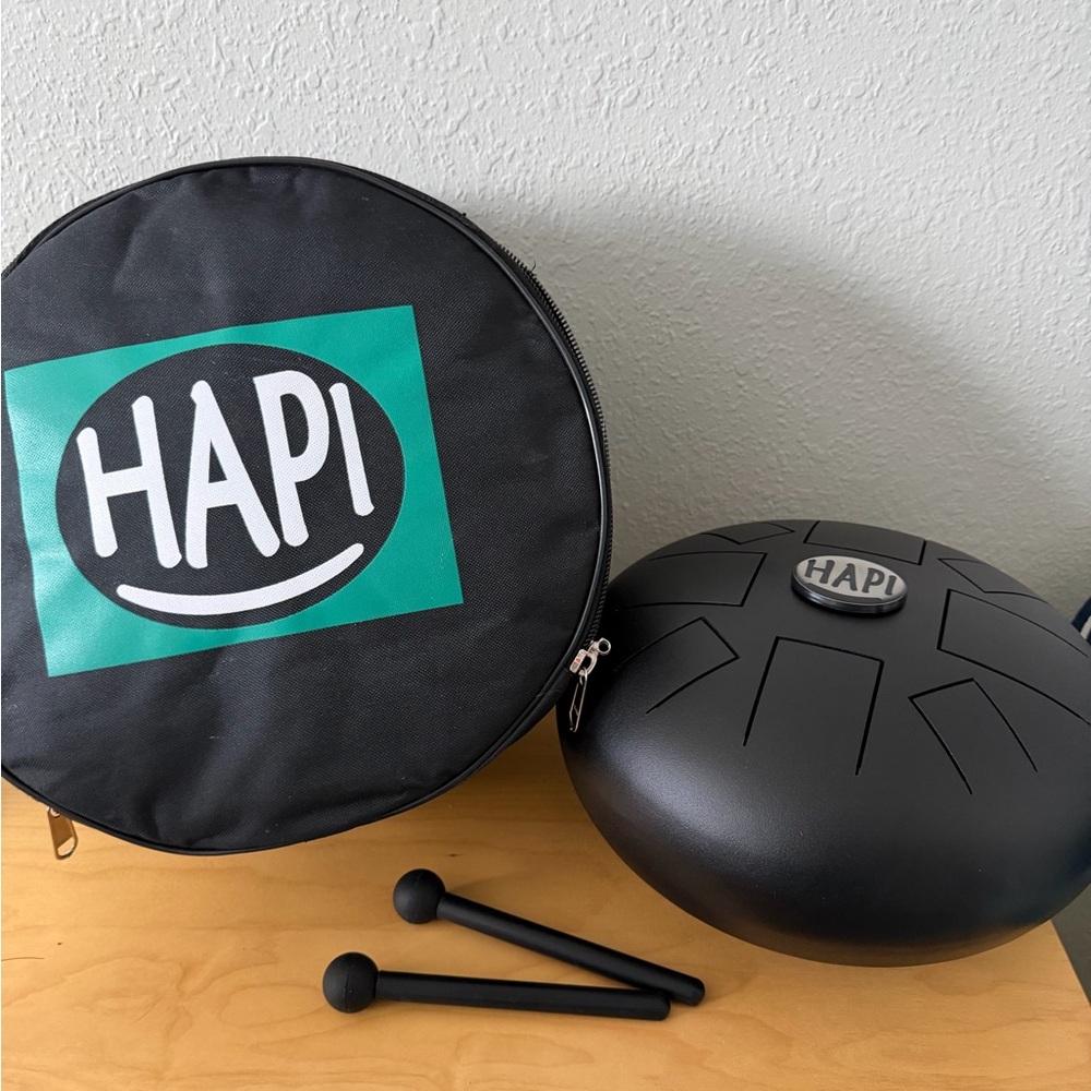 HAPI Black Steel Tongue Drum with Case